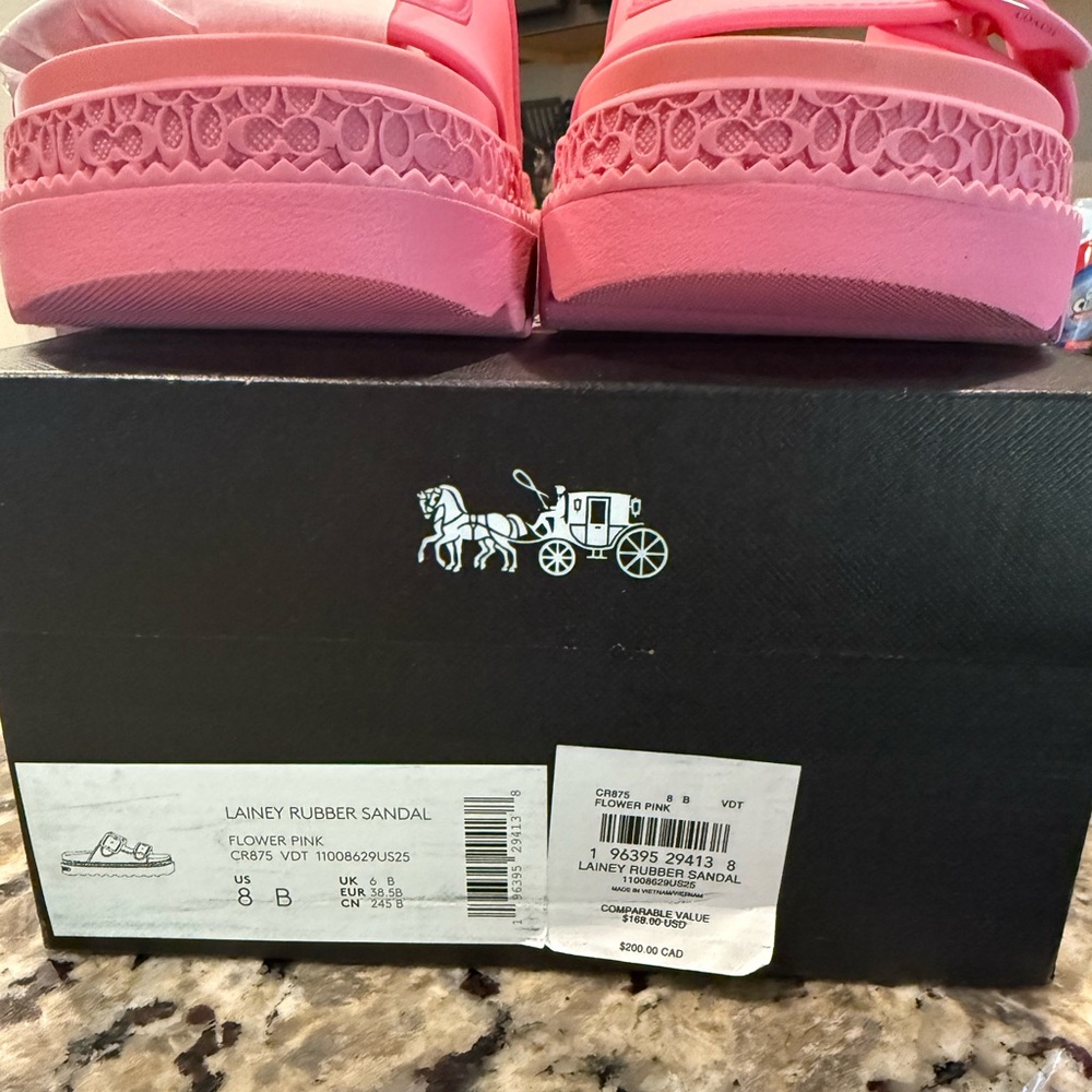 NIB Coach Pink Lainey Rubber Sandals Sz 8 - Picture 4 of 6